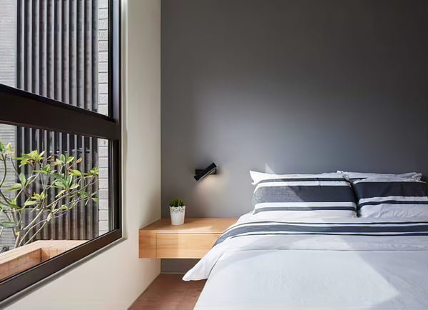 Modern Minimalist Wall Lamp with Wood and Metal, LED Wall Sconce for Bedroom and Hallway
