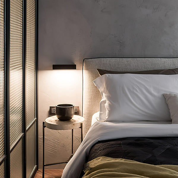 Modern Minimalist Wall Lamp with Wood and Metal, LED Wall Sconce for Bedroom and Hallway