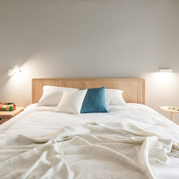 Modern Minimalist Wall Lamp with Wood and Metal, LED Wall Sconce for Bedroom and Hallway
