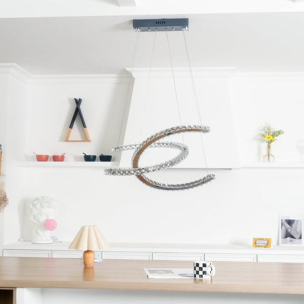Modern Crystal Double C Chandelier