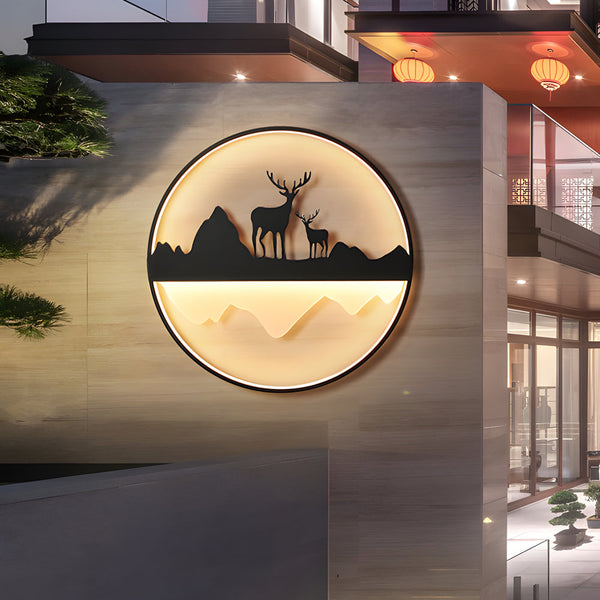 Round Mountain Scenery Outdoor Wall Light Li002710