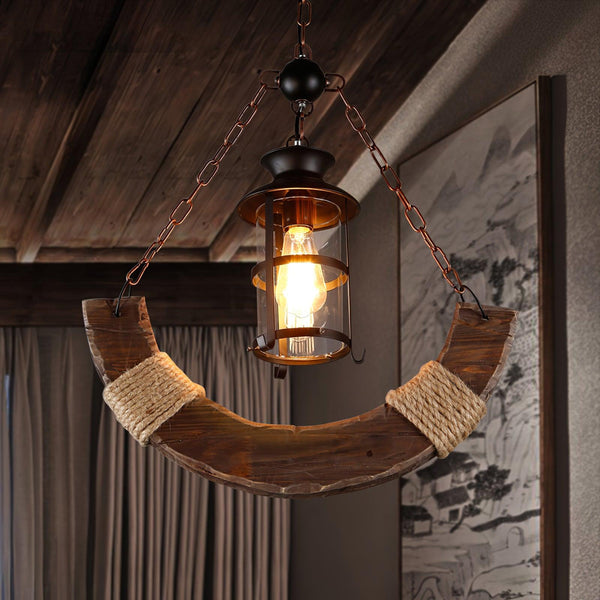 Nautical Industrial Style Wooden Chandelier
