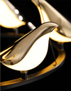 Modern Bird-Shaped LED Chandelier, 31.5-Inch Golden Aluminum & Acrylic Pendant Light for Dining Room and Foyer