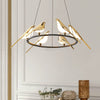 Modern Bird-Shaped LED Chandelier, 31.5-Inch Golden Aluminum & Acrylic Pendant Light for Dining Room and Foyer
