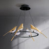 Modern Bird-Shaped LED Chandelier, 31.5-Inch Golden Aluminum & Acrylic Pendant Light for Dining Room and Foyer