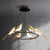 Modern Bird-Shaped LED Chandelier, 31.5-Inch Golden Aluminum & Acrylic Pendant Light for Dining Room and Foyer