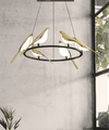 Modern Bird-Shaped LED Chandelier, 31.5-Inch Golden Aluminum & Acrylic Pendant Light for Dining Room and Foyer