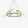 Modern Bird-Shaped LED Chandelier, 31.5-Inch Golden Aluminum & Acrylic Pendant Light for Dining Room and Foyer