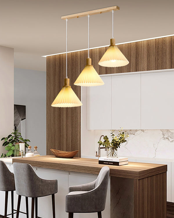 Nordic Minimalist Pleated Wood Pendant Light