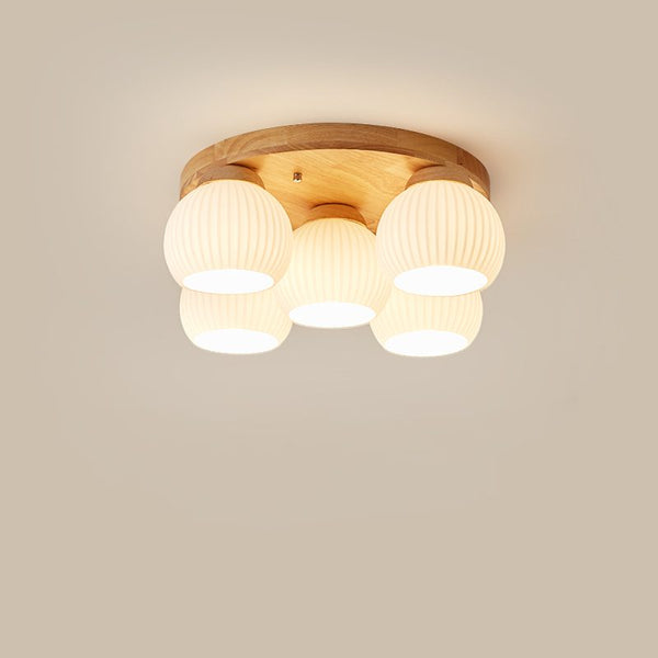 Nordic Wood Art Round Ceiling Lamp