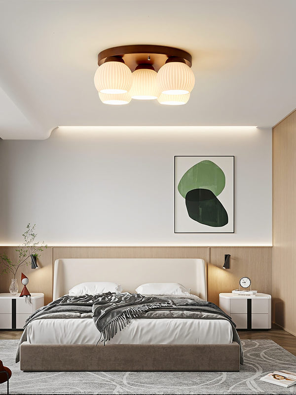 Nordic Wood Art Round Ceiling Lamp