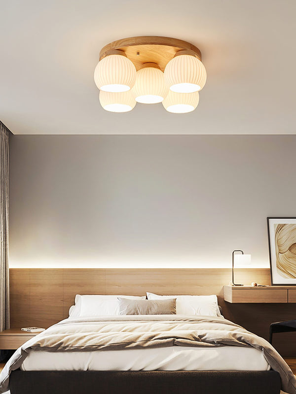 Nordic Wood Art Round Ceiling Lamp