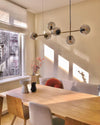 Orb Glass Pendant Light with Brass Accents for Dining Room and Kitchen Island