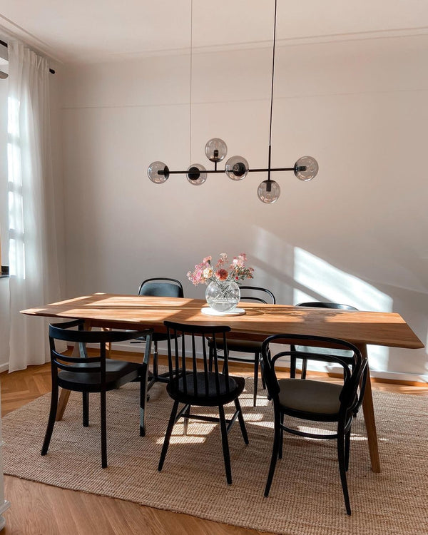 Orb Glass Pendant Light with Brass Accents for Dining Room and Kitchen Island
