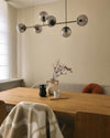 Orb Glass Pendant Light with Brass Accents for Dining Room and Kitchen Island