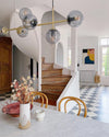 Orb Glass Pendant Light with Brass Accents for Dining Room and Kitchen Island