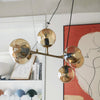 Orb Glass Pendant Light with Brass Accents for Dining Room and Kitchen Island