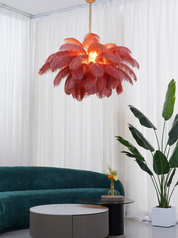 Ostrich Feather Pendant Lamp