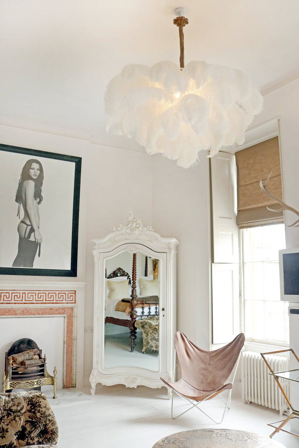 Ostrich Feather Pendant Lamp