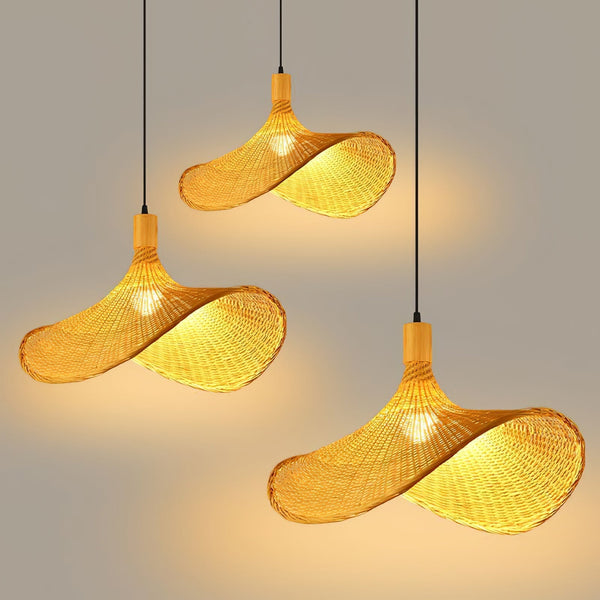 Bamboo Weave Hat Pendant Light