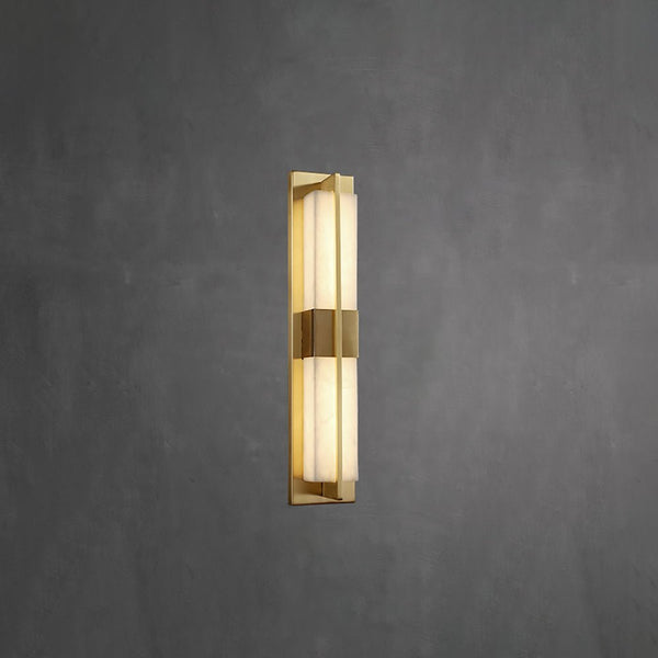 Rectangular Alabaster Brass Wall Sconce