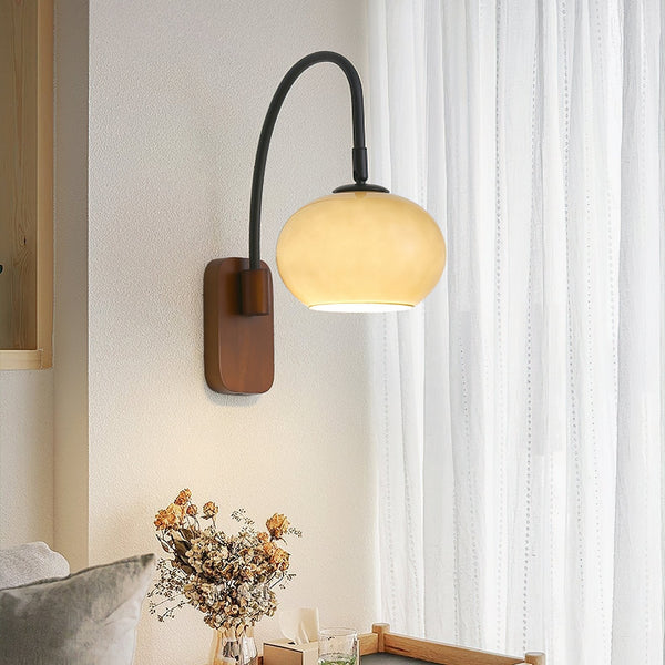 Retro Wooden Glass Wall Lamp