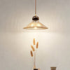 Ribbed Floral Pendant Light with Cognac Lotus Shade for Dining Room and Kitchen Island