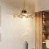 Ribbed Floral Pendant Light with Cognac Lotus Shade for Dining Room and Kitchen Island