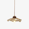 Ribbed Floral Pendant Light with Cognac Lotus Shade for Dining Room and Kitchen Island