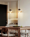 Ribbed Floral Pendant Light with Cognac Lotus Shade for Dining Room and Kitchen Island