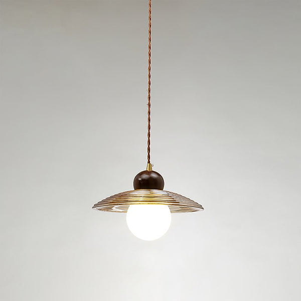 Ribbed Floral Pendant Light with Cognac Lotus Shade for Dining Room and Kitchen Island