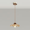 Ribbed Floral Pendant Light with Cognac Lotus Shade for Dining Room and Kitchen Island