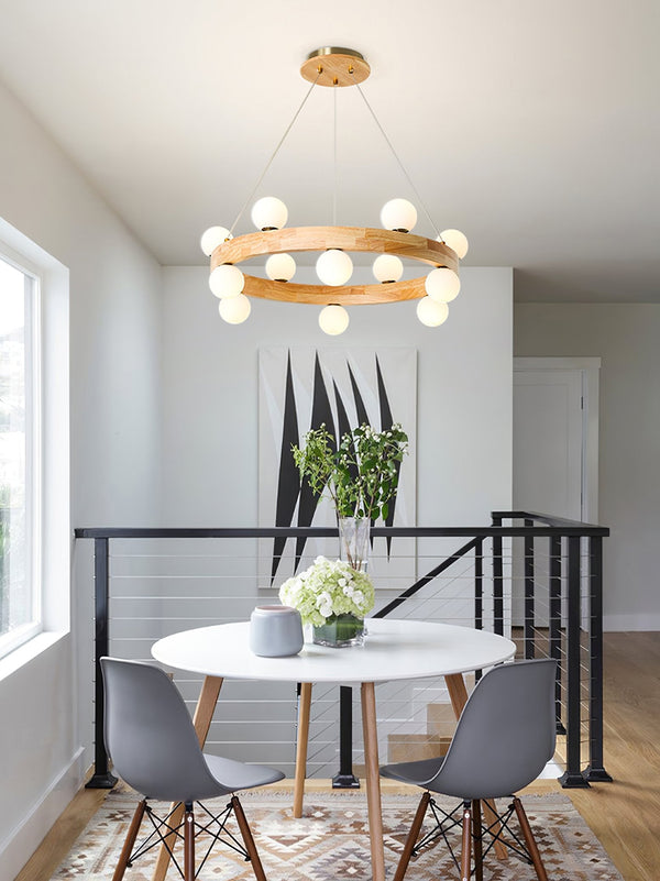 Round Wood Ring Pendant Light
