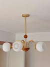 Sculptural Glass Ribbed Chandelier