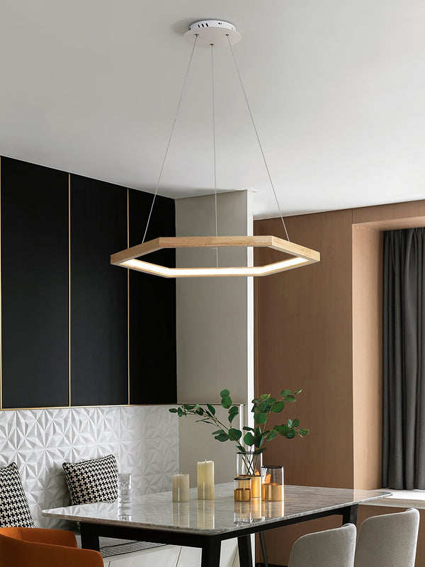 Simple Geometric Wooden Pendant Light
