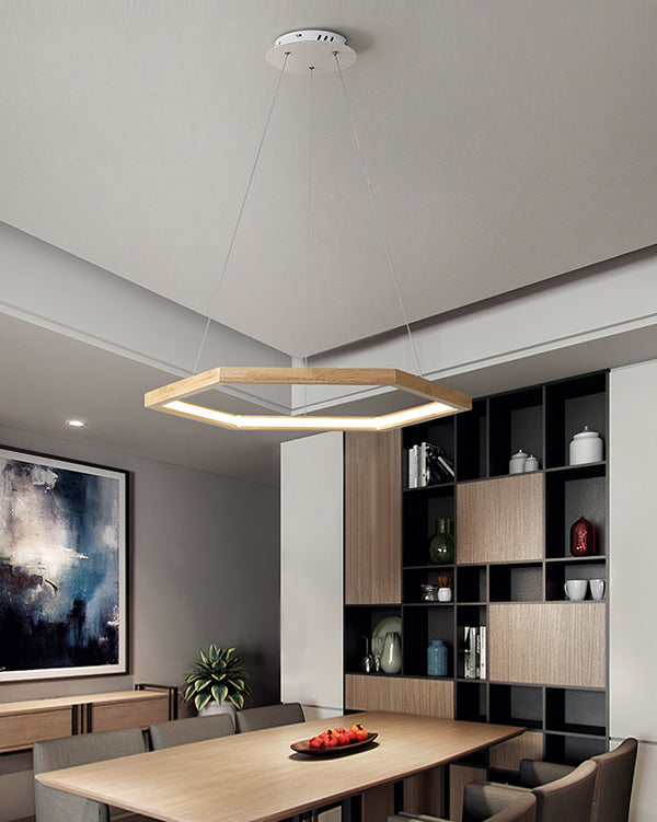Simple Geometric Wooden Pendant Light