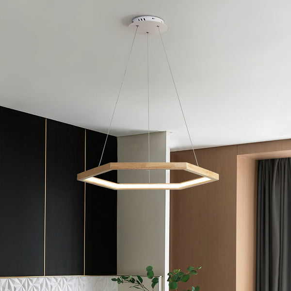 Simple Geometric Wooden Pendant Light