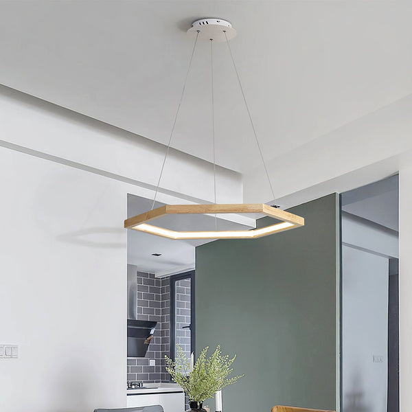 Simple Geometric Wooden Pendant Light