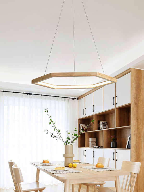 Simple Geometric Wooden Pendant Light