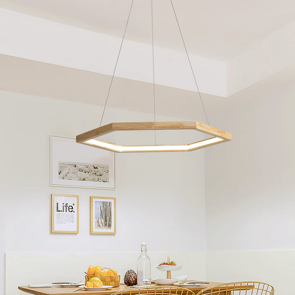 Simple Geometric Wooden Pendant Light
