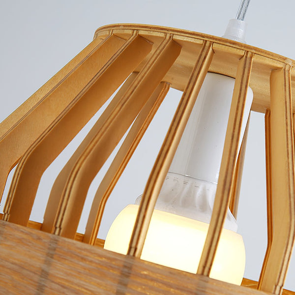Slatted Cage Wooden Pendant Light