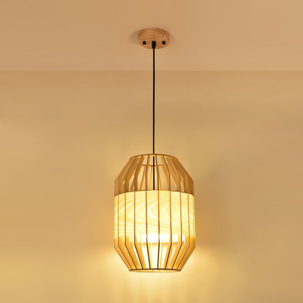 Slatted Cage Wooden Pendant Light