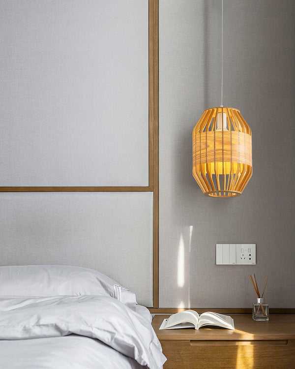 Slatted Cage Wooden Pendant Light