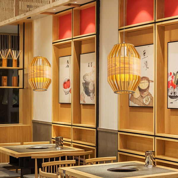 Slatted Cage Wooden Pendant Light