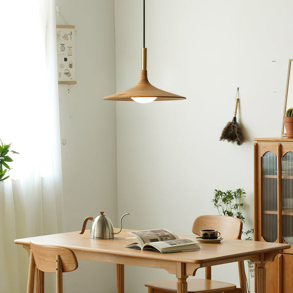 Solid Wood Disc Pendant Light