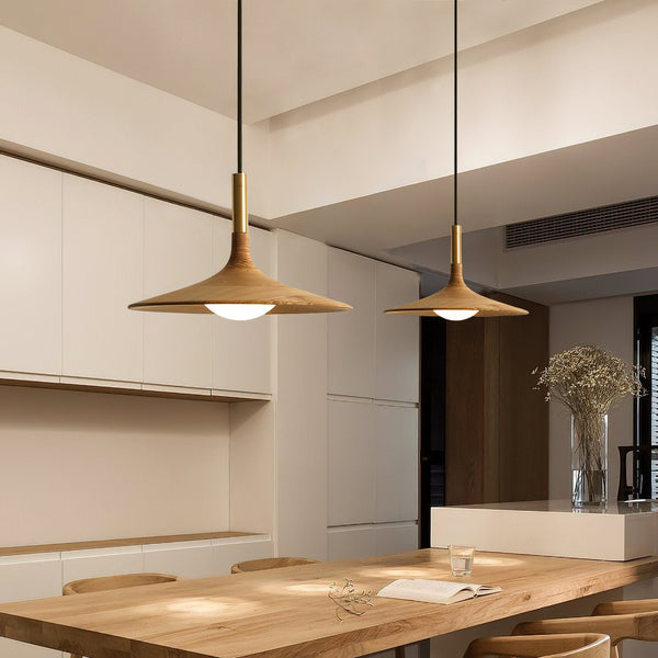 Solid Wood Disc Pendant Light