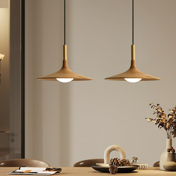 Solid Wood Disc Pendant Light