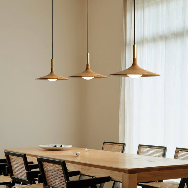 Solid Wood Disc Pendant Light