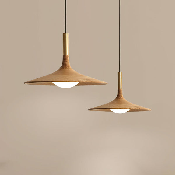 Solid Wood Disc Pendant Light