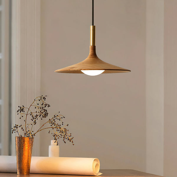 Solid Wood Disc Pendant Light